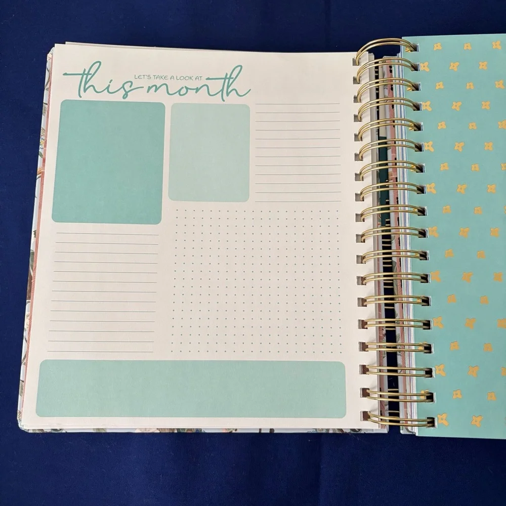 Spiral Bound Peacock Floral 17-Month Planner